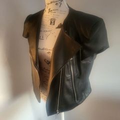 leather like biker gilet reduced