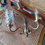Vintage brass and crystal chandelier with matching wall lights Image 3