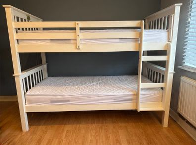 Bunk Bed Solid Wood Detachable Frame Classic White