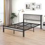 King Size Bed Frame with Storage Wooden Headboard Image 2