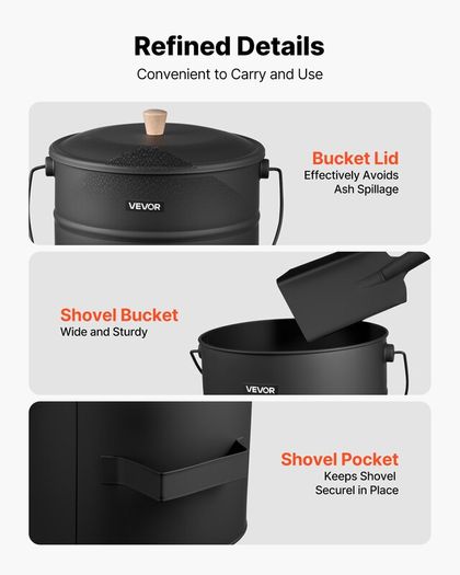 4-Gallon Fireplace Ash Bucket Set