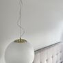 Large Elegant Frosted Glass Globe Pendants. Set of Two. Italy. Image 2