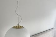 Large Elegant Frosted Glass Globe Pendants. Set of Two. Italy.