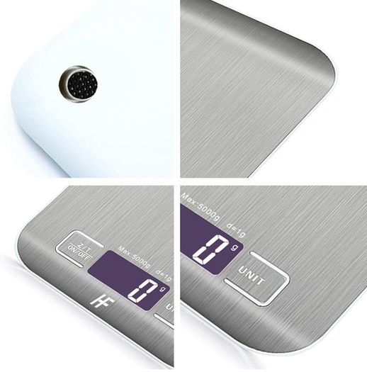 Large 23x17cm 10kg 1g Digital Kitchen Scales Food Scale Stainless Steel Surface With Backlit LCD Display Multifunction for Home Office Use