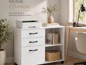 Mobile Filing Cabinet with 3 Drawers, Adjustable Shelf and Lockable Castors Office Cabinet