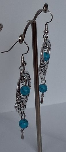 Boho Filigree Turquoise Bead Earrings