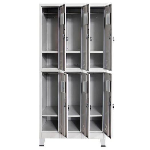 Locker Cabinet with 6 Compartments Steel 90x45x180 cm Grey