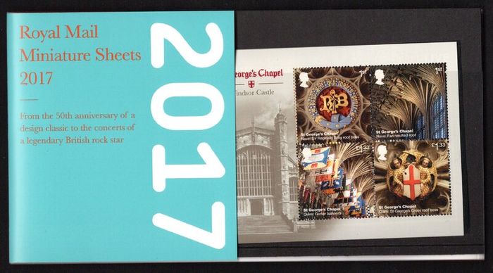 2017 Great Britain Royal Mail Miniature Sheets Pack with all miniature sheets issue in the year Mint Never Hinged (MNH)