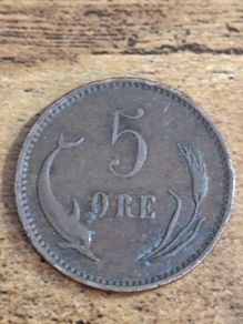 Denmark, 5 Ore 1899 Coin, Christian IX - free standard postage