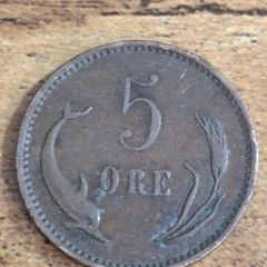 Denmark, 5 Ore 1899 Coin, Christian IX - free standard postage