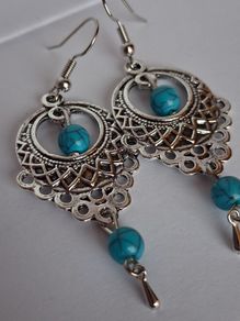 Boho Filigree Turquoise Bead Earrings