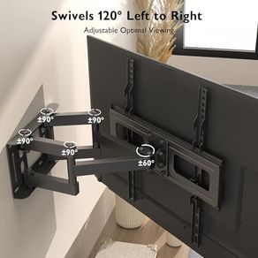 BONTEC TV Wall Mount for 23to70 Inch LED LCD, Swivels Tilts Extends Double Arm Full Motion TV Wall Bracket Holds up to 45kg, Includes HDMI Cable, Spirit Level, Max VESA 400x400mm