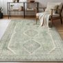 Living Room Rug Without Plush, Washable Kitchen Rug, Non-Slip Rug, Bedroom Hallway, Desk Chair Mat, Dining Room, Green, 120 x 170 cm Image 2