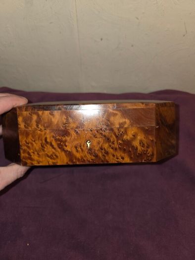 Vintage hand made Thuya Burl Wood Jewellery Box