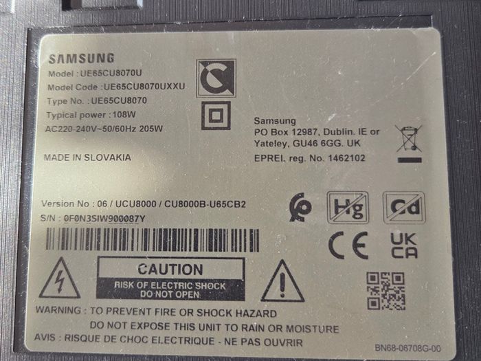 Samsung 65'  Crystal UHD TV