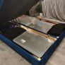 Navy blue double bed frame with underneath storage Image 3
