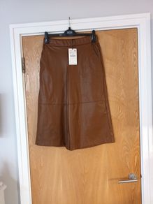 Zara Faux Leather Brown  Culottes.   S. M - 14.  B.N.W.T