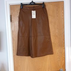 Zara Faux Leather Brown  Culottes.   S. M - 14.  B.N.W.T