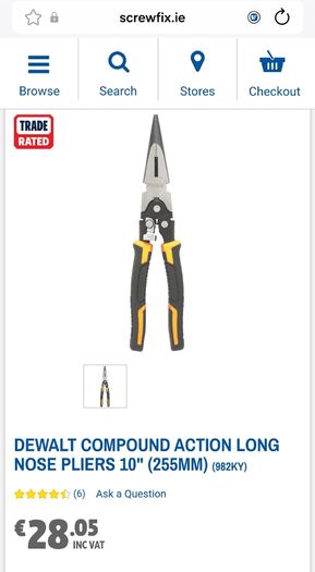 DeWalt 225mm Long Nose Pliers