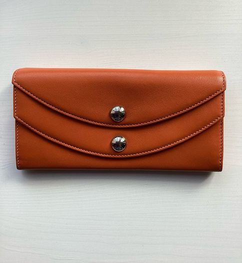 TODS Wallet Leather Foldover  Orange NEW