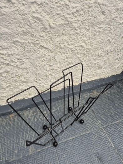 Atomic MidCentury Vintage retro black metal 1950s magazine rack