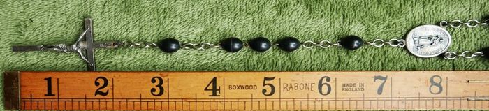 Vintage Rosary with Black Beads and Cross