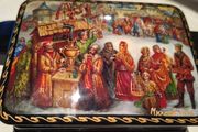 Russian  Signed Fedoskino Small Jewelery Box