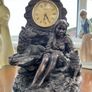 Bronze Effect Native American Girl with Wolves Juliana Clock Image 2