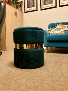 Deep green Art Deco pouffe with storage