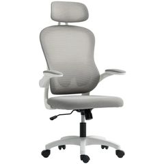 Ergonomic Office Chair with Mesh Back, Height-Adjustable, Flip-Up Armrests, 5 Casters, Tilt Function, Grey