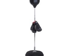Freestanding Punching Bag Height-Adjustable 126-144 cm with Gloves, Pump and Weighted Base for Kids and Beginners Black