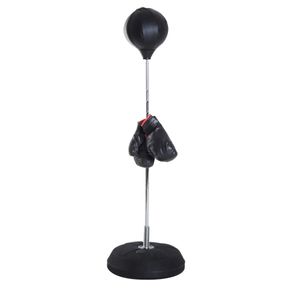 Freestanding Punching Bag Height-Adjustable 126-144 cm with Gloves, Pump and Weighted Base for Kids and Beginners Black