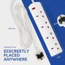DESIRETECH White Electric Extension Lead - 4 Gang, 1 Metre Cable with UK Plug & 3 Pin Socket - Wall Mountable & Multi Socket Mains Strip for Home, Bedroom, Kitchen, & Office (1 Pack) Image 2