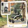 Foldable Pet Stroller for Large Dogs with Four Big Wheels, Shock-Absorbing Frame, Safety Leashes, Brakes, Dark Green Image 2