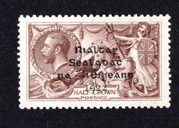 1922 Ireland 2s6d Chocolate Brown Overprint Stamp by Dollard Mint Never Hinged (MNH)