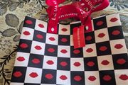 Lulu Guinness Checkered Chess/Lips Tote Shopping Bag - Limited Edition - NEW