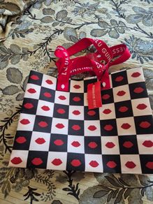 Lulu Guinness Checkered Chess/Lips Tote Shopping Bag - Limited Edition - NEW