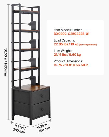 Media Storage Cabinet, 4-Shelf DVD Shelf Organizer with Drawers