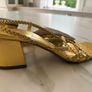 Zara Gold Braided Strap Block Heels Size 5 Image 3