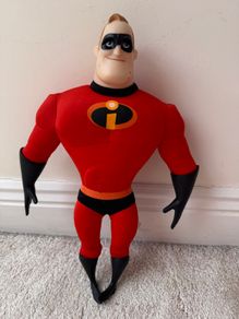 Disney Pixar The Incredibles MR. INCREDIBLE Doll Jakks Pacific Soft Body approx. 35 cm. Used Please see photos