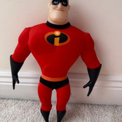 Disney Pixar The Incredibles MR. INCREDIBLE Doll Jakks Pacific Soft Body approx. 35 cm. Used Please see photos
