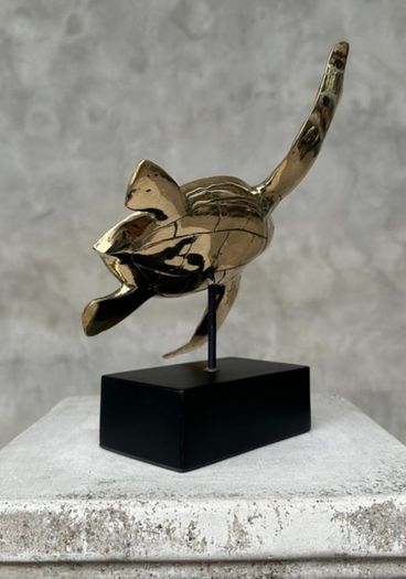 Turtle - Polished Bronze, Metal Stand