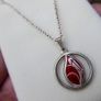 Vintage Sterling Silver 925 Red Teardrop Pendant and Chain 3g Image 3