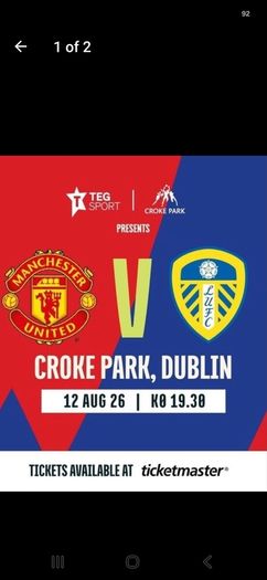 2 manchester united vs leeds tickets seated together