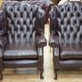 Pair of Vintage Leather Chesterfield Wingback Armchairs Image 2