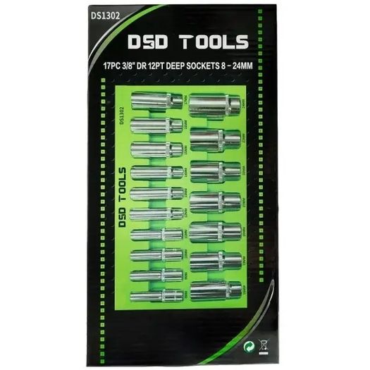 17pc 3/8-inch Dr 12pt Deep Sockets