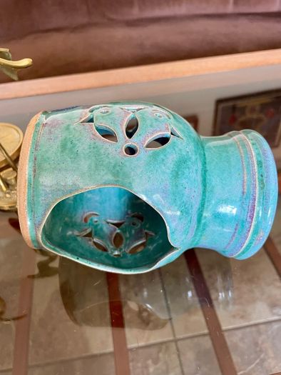 Vintage Michael Kennedy Sligo Handmade Oil Burner Turquoise Burren Blue