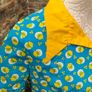 Vintage 60s blue floral retro dress with yellow collar and pockets size small Image 4