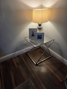 set of 3 glass chrome tables