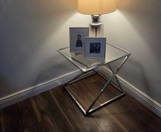 set of 3 glass chrome tables